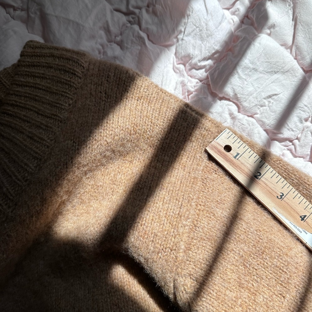 Vintage L.L.Bean Tan Shetland Wool Zip Sweater Men’s XL Distressed - Picture 10 of 11